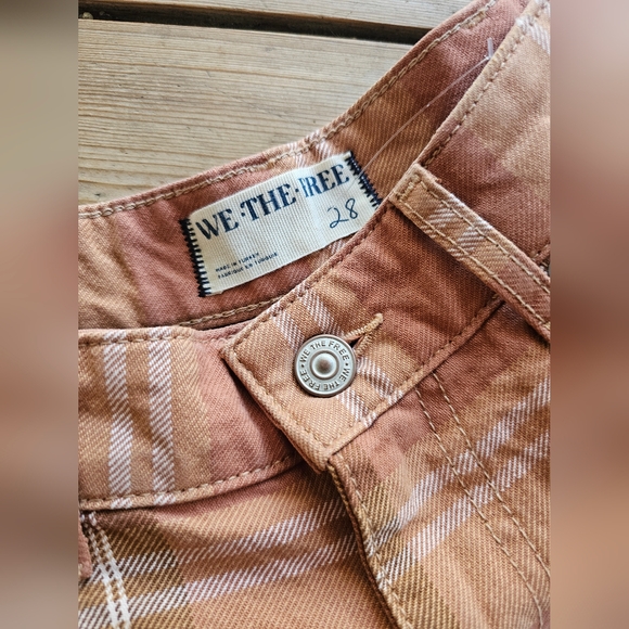 NEW Free People We The Free High Top Wide Crop Plaid Jeans Sz 28 - Picture 9 of 14